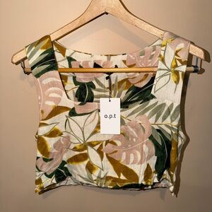 NWT o.p.t (One Pretty Thing) Tropical Crop Tank Top